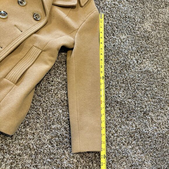 Kenneth Cole Reaction Pea Coat 2P Camel Tan Wool Pockets - Picture 12 of 13